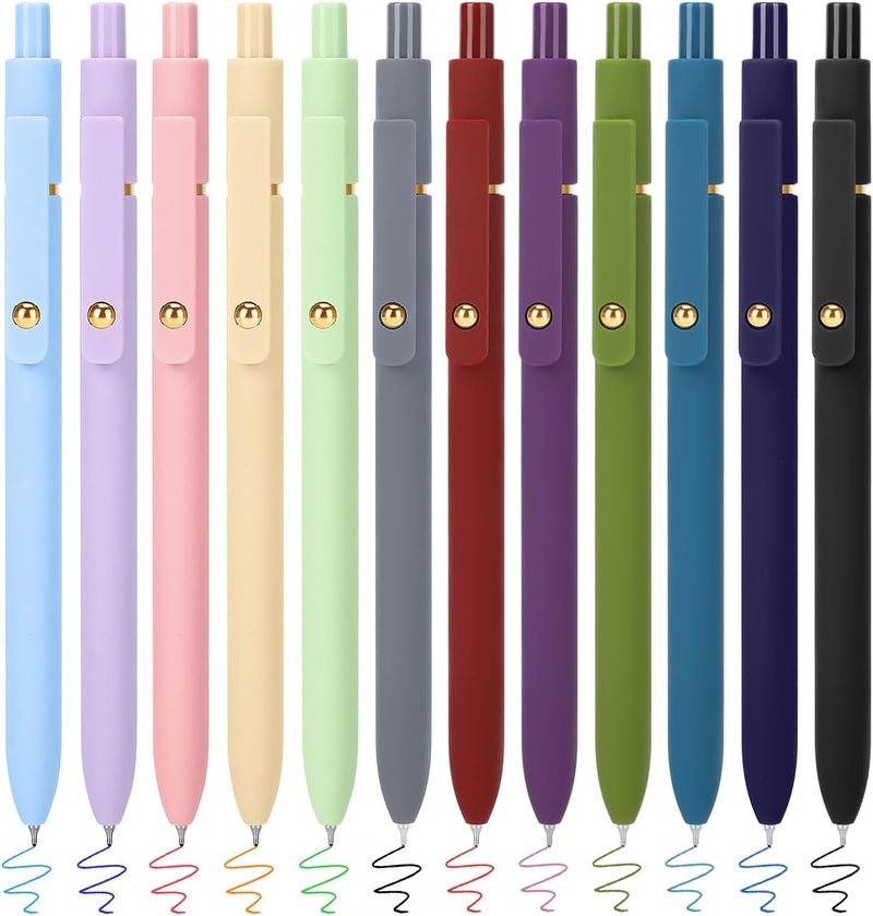 FIOVER Colored Pens, 12 Pack Colorful Gel Pens, Quick-Dry 0.7mm Medium Point for Journaling, Note Taking, Doodling, Aesthetic Office School Supplies, Gifts for Women Men（12PCS Aesthetic+Vintage） - Image 1